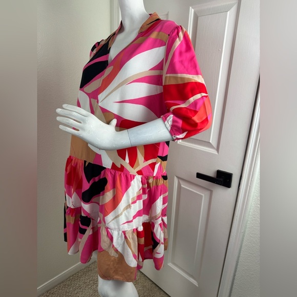 SCAPA LAUREN PERRE Vibrant Pink and Red Patterned Dress Size S. - Picture 8 of 13